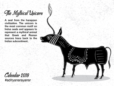 The Mythical Unicorn adobe artist black calendar civilization design graphic design harappa illustration illustrator cc merch design merchandise merchandising monochromatic monochrome photoshop poster texture vector wacom intuos