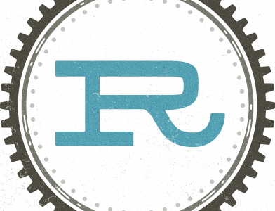 "R" cog dirty logo retro rodeo typography vintage