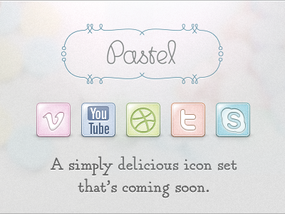 Pastel Icon Set Preview Part II dribbble icon icons noise pastel pink revsystems skype turqoise twitter vimeo youtube