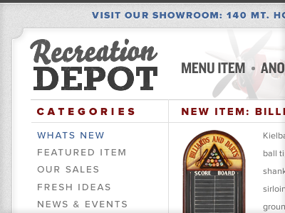 Recreation Depot Blog Layout