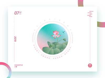 11.小暑Slight Heat：Lotus x Dragonflies app art brand branding character clean design flat graphic design identity illustration illustrator logo minimal mobile typography ui ux vector website