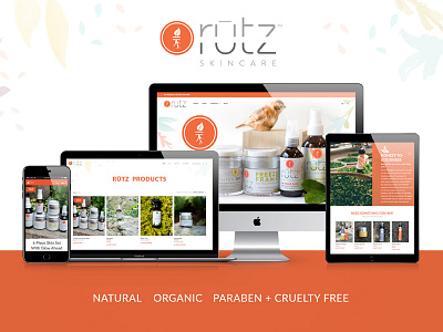 Rutz Naturals Skincare beauty color design logo lotion natural organic photoshop skincare typography website wordpress