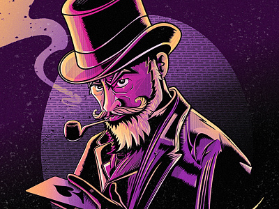 Elegant Bastard bastard beer design gentleman illustration logo packaging pipe purple smoke
