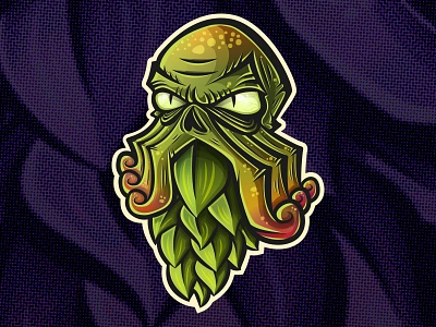 Cthulhu Hops ale beer branding brew brewery character creature creepy drawing illustration illustrator logo lovecraft monster octopus scary sketch vector