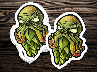 Cthulhu Stickers ale beer branding brew brewery character creature cthulhu design hops illustration illustrator label logo lovecraft monster original scary stickers vector