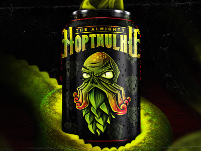 Hopthulhu Ale ale beer branding brew character cthulhu design illustration illustrator label logo lovecraft monster