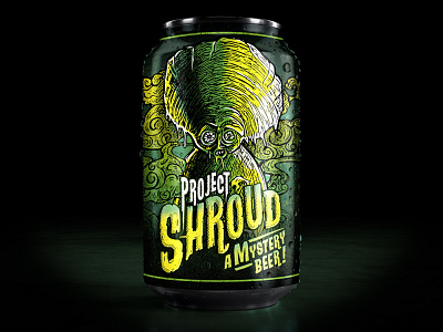 Project Shroud Can ale aliens beer branding brew brewery character design drawing illustration illustrator label logo packaging porter sc fi scifi stout vector