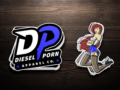 DP Apparel apparel branding clothing design diesel illustration illustrator logo model pinup pinup girl racing stickers trucks