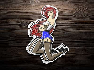 DP Apparel Pinup Model Stickers branding design illustration illustrator logo model pinup pinup girl pose redhead stickers woman
