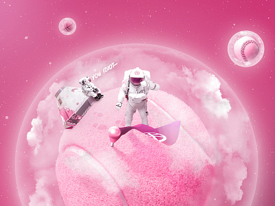 Lost in Dribbble Space astronaut atmosphere baseball basketball clouds collage dribbble planet space spaceship stars tennis