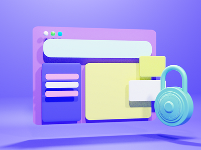 Desktop security 3d modeling blender 3d cycles illustrator pastel render security shadow