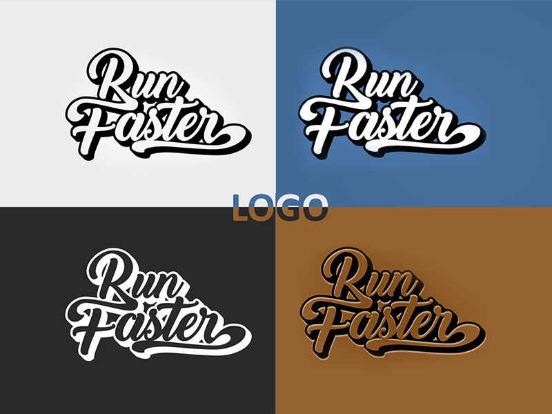Run Faster (Logo) white balck creative design run faster texts colour color typography logo