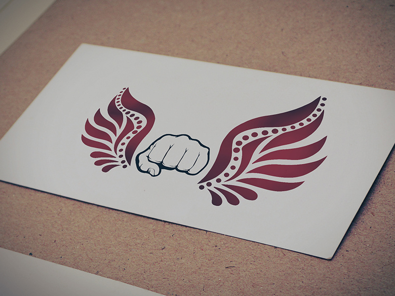 Alas Fist wings feather creative design color unique black red fist alas logo