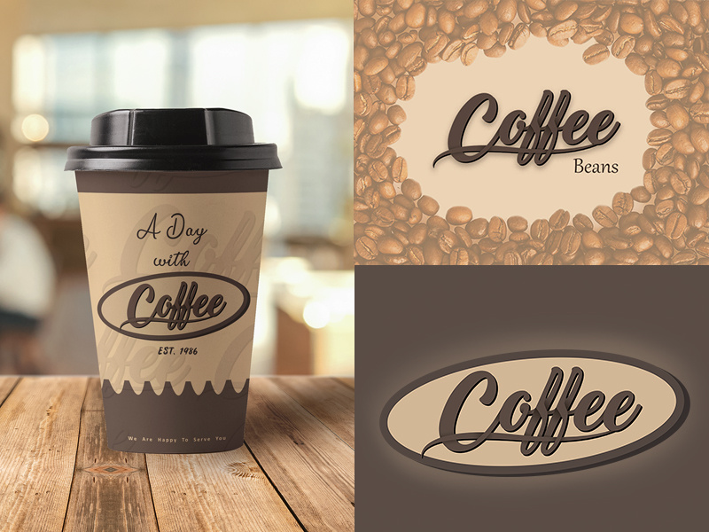 Coffee Logo cafe cafetaria chololate branding mug cup creative design coffee texts typography logo