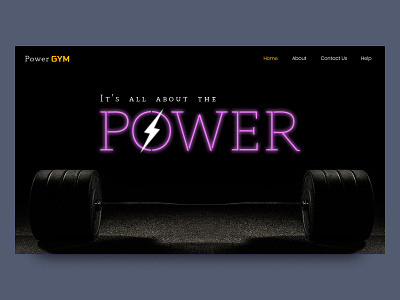 Gym Web Home Header bodybuilding branding creative dark exercise gym header home neon power uiux webpage website website banner workout