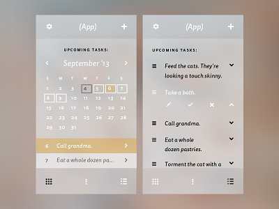 Task Screens app calendar icons list ui
