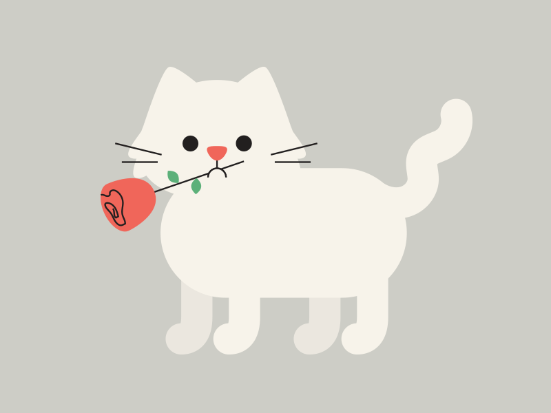 Cat Sketch 2 cat illustration rose valentines wink