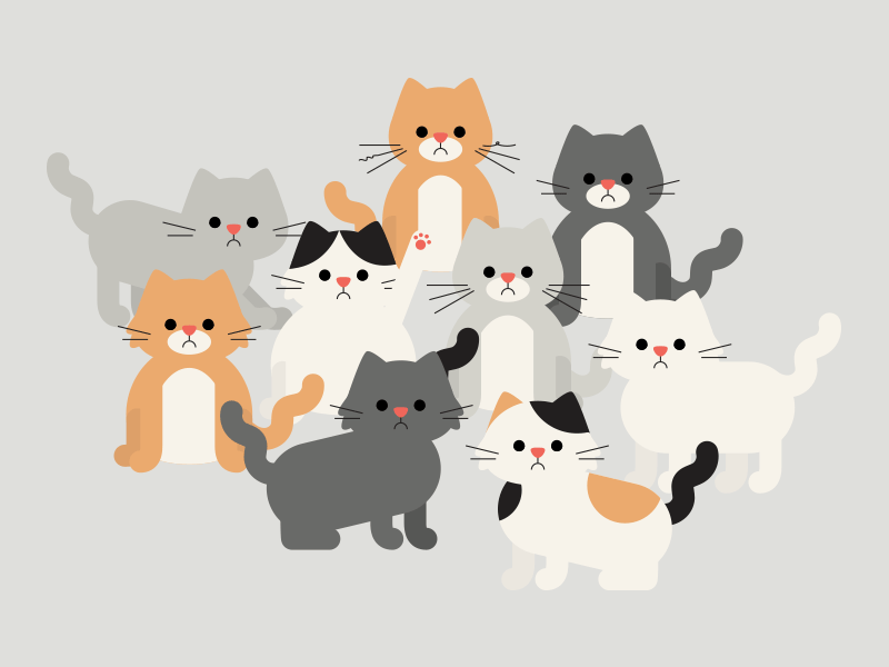 Cat Sketch 3 blinking cats illustration