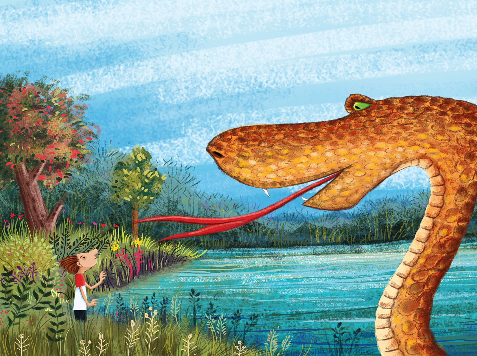 The boy & the Snake by Subrata Mahajan on Dribbble