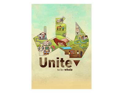 Unite to be Whole_Poster coloring concept digitalart illustraion togetherness unite