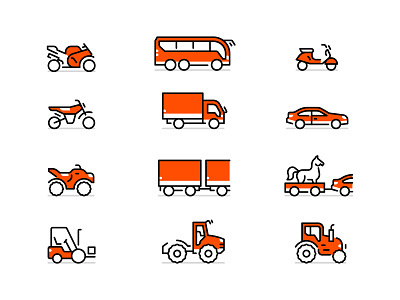 Icons for driving school