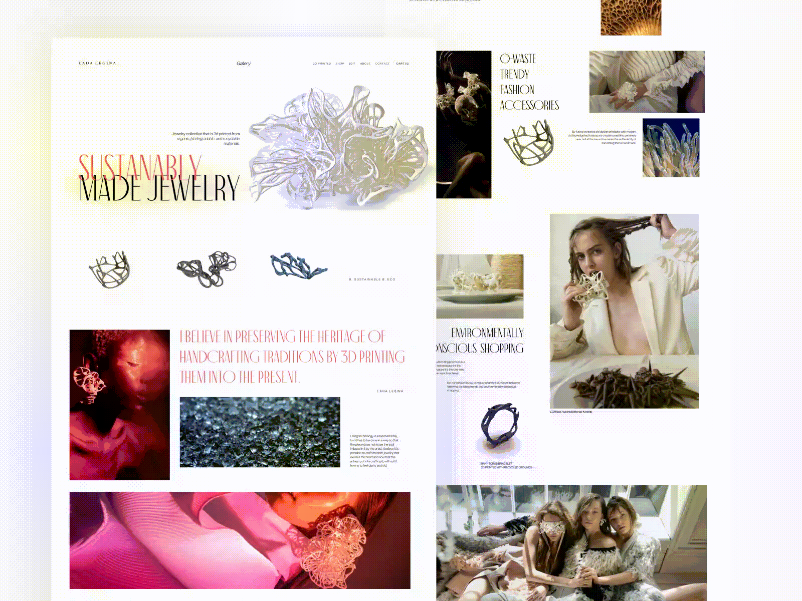 Page design for new jewelry collection 3d printing adaptive beauty design fashion grid grid layout inpiration jewelry jewelry shop photo responsive design ui uiux ux web webdesign