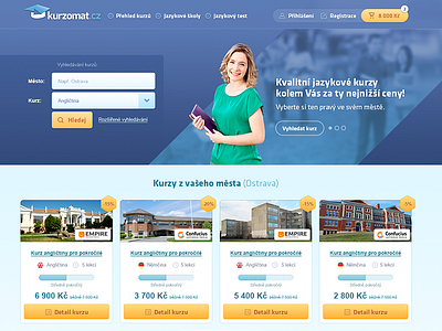 Kurzomat.cz - language courses basket blue clean design header menu simple ui web web design website