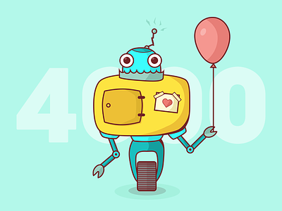 Roboo 4000 character colorful flat illustration robot simple