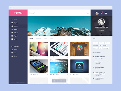 Dribbble redesign - WIP