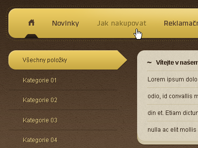 Shop navigation book brown button celan design e commerce e shop eshop gold header layout menu navigation shop ui web web design webdesign website yellow