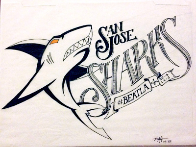 #BeatLA design hand drawn type hand lettering illustration lettering nhl sanjose shark sharks type typography vinncentiuss