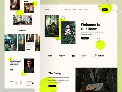 HumsLife - Homestay rental landing page adventure design forest home ikea jungle landing page layout minimalist post travel trip ui ux vector villa web