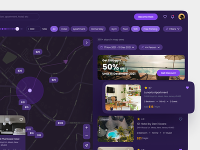 Rototo Dark Version airbnb apartment app booking business corporate dark dashboard design holiday home home stay hotel layout organic place simple ui vacation