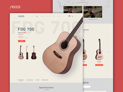 UI Web Secco Guitar Redesign agency app application branding design digital guitar header icon illustration landing layout market mobile music ui ux vector web