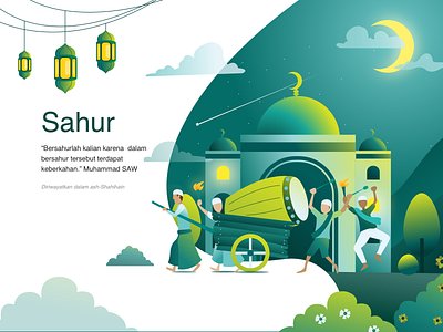 The Meaning of Sahur app application art artwork design digital flat illustration flatdesign header illustration landing ramadan kareem ramadan mubarak ramadhan simple design ui vector web