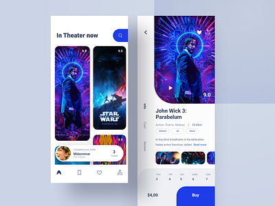 Movie Ticketing App app booking cinema design digital ios mobile movie streaming theatre ticket ticketing trailer ui