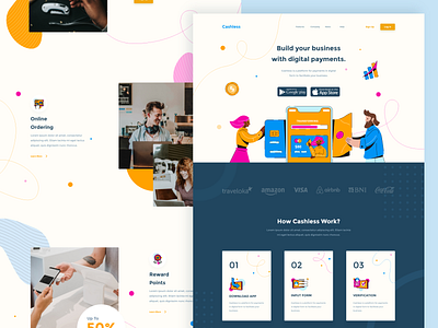 Cashless Landing Page bank business cashless design digital ecommerce finance homepage landingpage layout money payment ui web