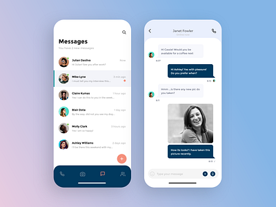 Messenger application (chat screen) by Vignesh Dharmalingam on Dribbble