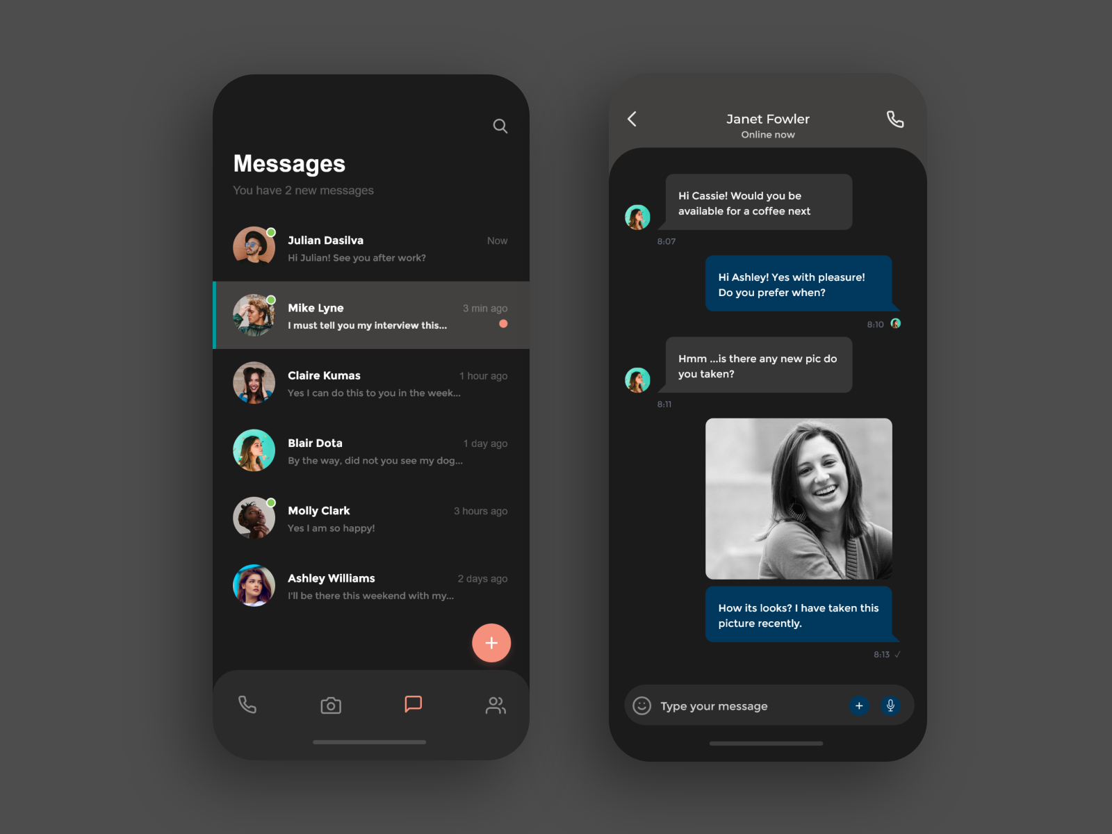 Messenger application Dark Version (chat screen) by Vignesh ...