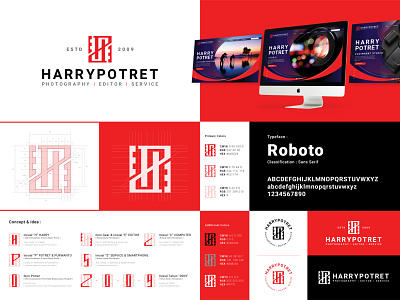 HARRYPOTRET - Logo Construction brand identity cleanlogo corporate identity editor logo logoconstruction logodesign monochrome photography red service