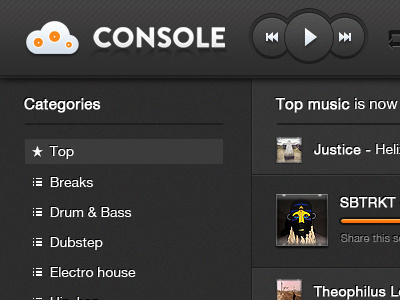 Console.fm Redesign console fm grey music orange player