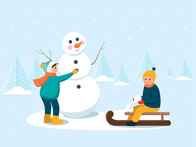 New Shot - 12/04/2018 at 10:52 AM boy charachter children christmas girl illustration snowman vector winter