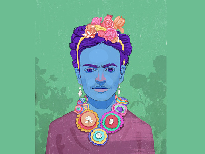 Frida Kahlo, portrait style2 adobe art design digital drawing dribbble dribbble shot fasion frida kahlo fridakahlo illustration illustrator cc love models photoshop portait vector