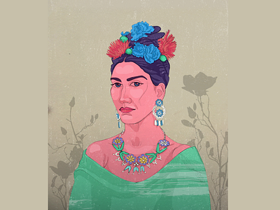 Frida Kahlo, portrait style3 adobe art creative design digital drawing dribbble fasion frida kahlo fridakahlo illustration illustrator cc love models portrait portrait art vector