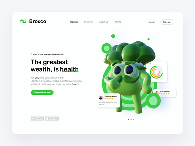 Lifestyle app hero & header 3d 3d illustration 3d model app application blender clean design header hero lifestyle minimal monster nutrition sleep ui ui design ux ux design