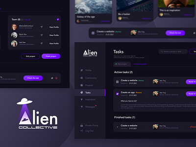 Alien Community webdesign dark app dark mode dark theme dark ui top dribbble uiux uiux design uiux designer webdesign