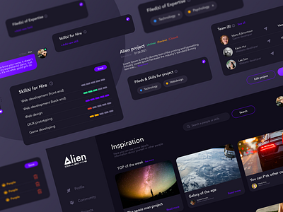 Alien Community app uiux app design dark mode dark ui ui ui designer uiux uiux designer uiuxdesigner