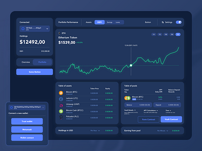Crypto wallet app for stats (track your DeFi) dark mode crypto crypto exchange crypto wallet dark mode dark theme dark theme ui defi design designer ui uiux ux