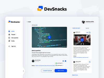 DevSnacks app / web uiux