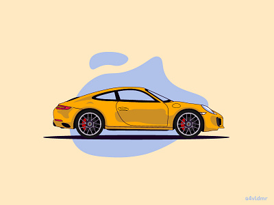 Porshe 911 by Me art best car fast flat porsche race supercar top vector vihicle yellow